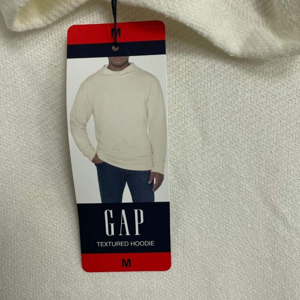 NEW GAP Men's M Textured Pullover Hoodie White/ Cream G1598 - Picture 9 of 12